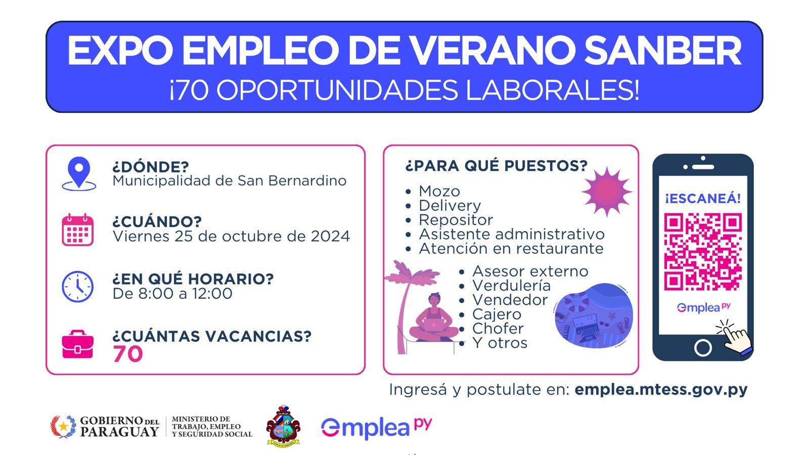 Expo Empleo de Verano de San Bernardino anuncia 70 oportunidades laborales